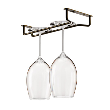 Hanging Glass Rack - Antique Brass - 10"L