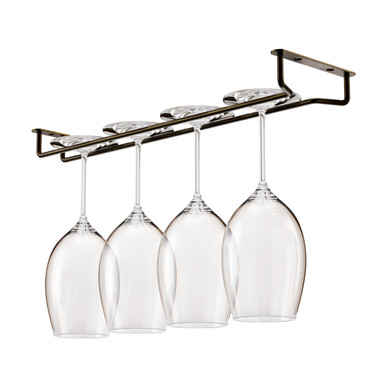 Hanging Glass Rack - Antique Brass - 16"L
