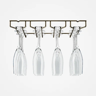 Hanging Champagne Glass Rack - 4 Channel - Antique Brass