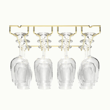 Hanging Glass Rack - 4 Channel - Polished Brass
