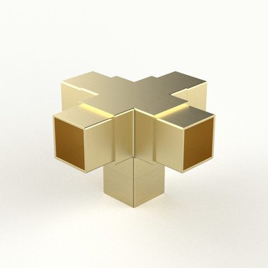 Flush Side Outlet Cross - Satin Brushed Brass - 1.5" Square