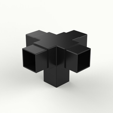 Flush Side Outlet Cross - Matte Black - 1.5" Square