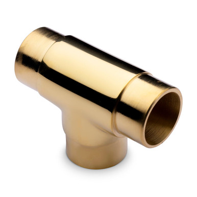 Flush Tee Fitting - Shelving - Polished Brass - 1.5" OD