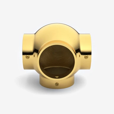 Ball Side Outlet Tee - Polished Brass - 1.5" OD