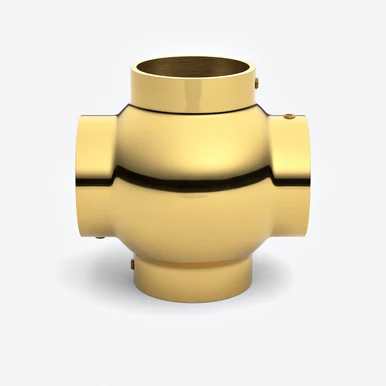 Ball Cross Elbow Fitting - Polished Brass - 1.5" OD