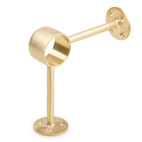 90 deg. Post Foot Rail Bracket - Brushed (Satin) Brass - 2" OD