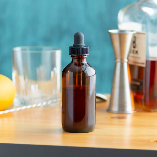 Cocktail Bitters Amber Glass Dropper Bottle Empty 4 oz