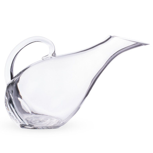 Hand-Blown Glass Broad Bowl Wine Decanter with Handle - 53 oz