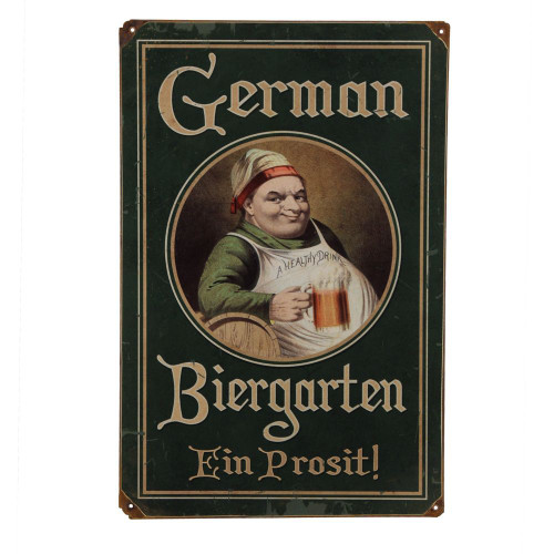 Vintage German Biergarten Metal Bar Sign