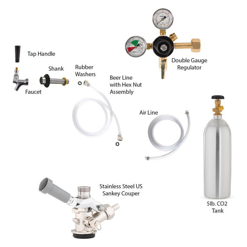 Stainless Steel Kegerator Conversion Kit US Sankey D System 5lb CO2