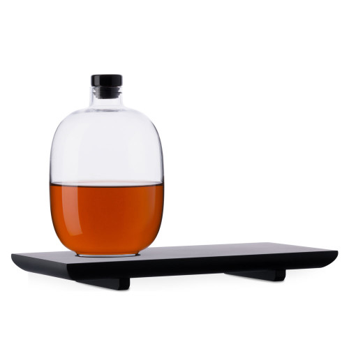 Nude Glass Malt Whiskey Bottle with Wooden Tray