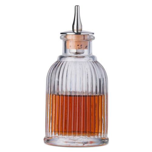 Barfly Ribbed Glass Bitters Bottle with Stainless Steel & Cork Dasher - 3 oz