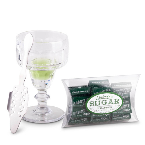 Absinthe Lovers Coupe Glass Set - Includes Absinthe Spoon, Glass, & Sugar Cubes