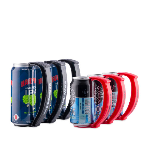 6 Pack Instant Beer Stein Can Grip Handle Set 12 oz & 16 oz