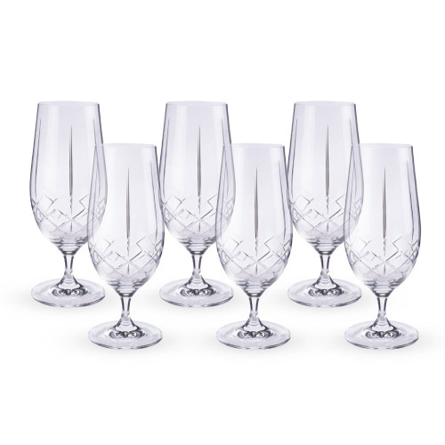 Urban Bar Ginza Cut Crystal Stemmed Beer Glasses - 15.5 oz - Set of 6