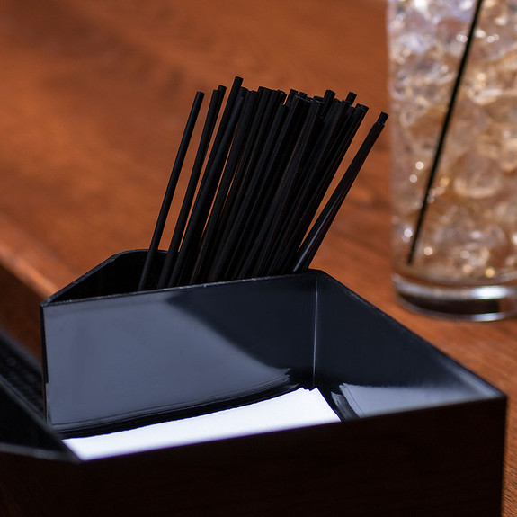 6 Black Flat Plastic Cocktail Stir Rods