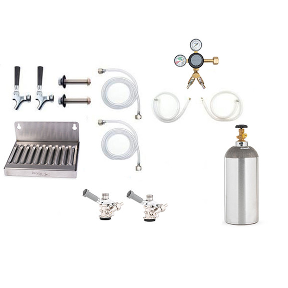 Deluxe Kegerator Conversion Kit - 2 Faucets - US Sankey D System - 10lb CO2 Tank