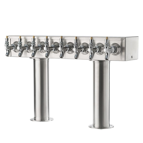 Double Pedestal Draft Beer Tower - Stainless Steel - 3" Column - Air Cooled - 6 to 12 Faucets