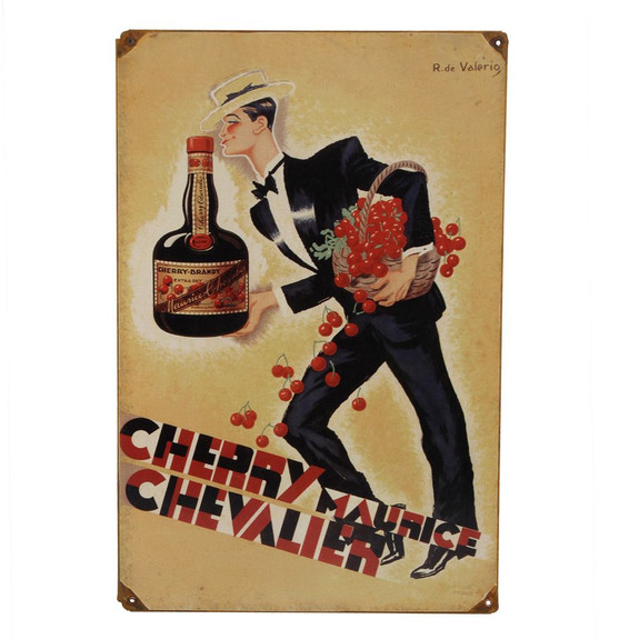 Vintage Cherry Brandy Metal Bar Sign