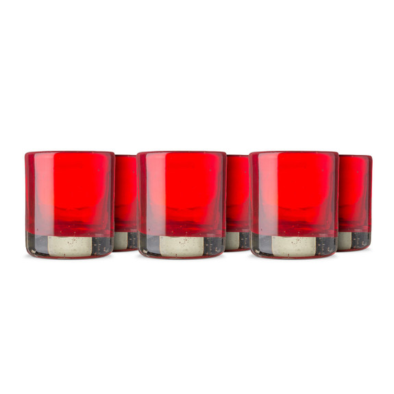 Hand-Blown Fire Red Glass Mezcal Shot Glasses - 1.5 oz - Set of 6