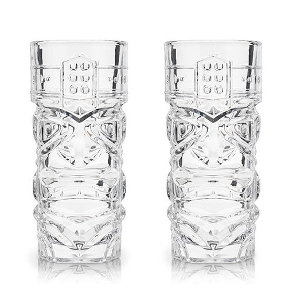 Viski Tiki Totem Crystal Cocktail Glasses - 15 oz - Set of 2