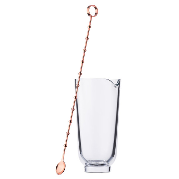 Nude Glass Hepburn Crystal Mixing Glass with Metal Bar Spoon Stirrer - 22 oz