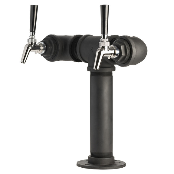 Draft Beer Tower - Black Iron - Double Tap - Perlick 630SS Faucet