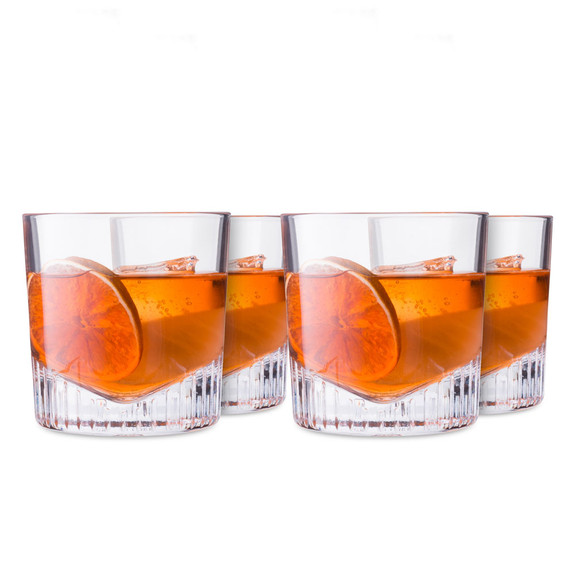 Nude Glass Caldera Crystal Double Old Fashioned Whiskey Rocks Glasses - 11 oz - Set of 4
