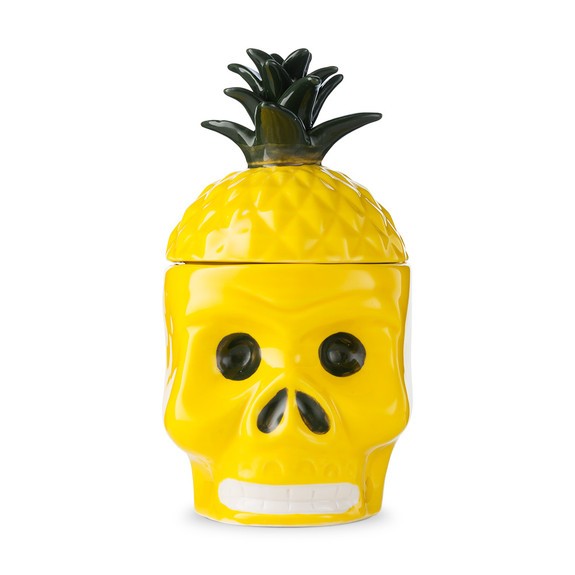 Pineapple Skull Ceramic Tiki Mug with Lid - 21 oz