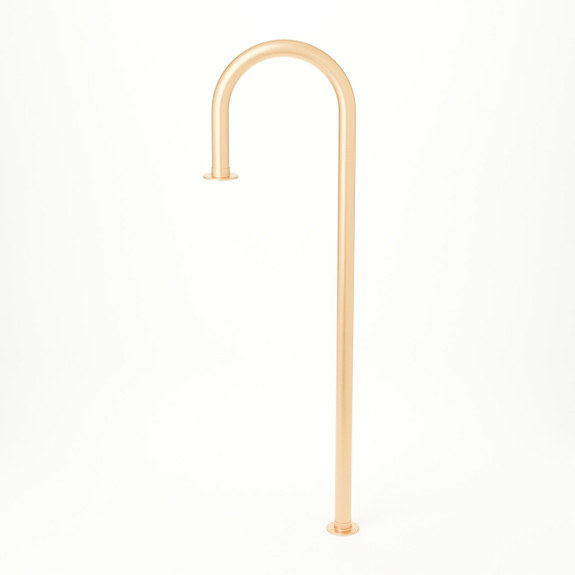 Floor Mounted Candy Cane Service Bar Rail - 2" OD - Brushed Brass