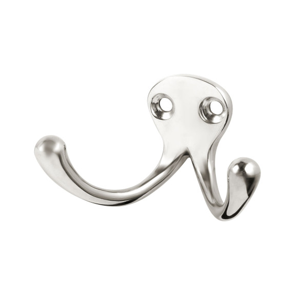 Bar Face Purse & Coat Hook - Double - Polished Stainless Steel