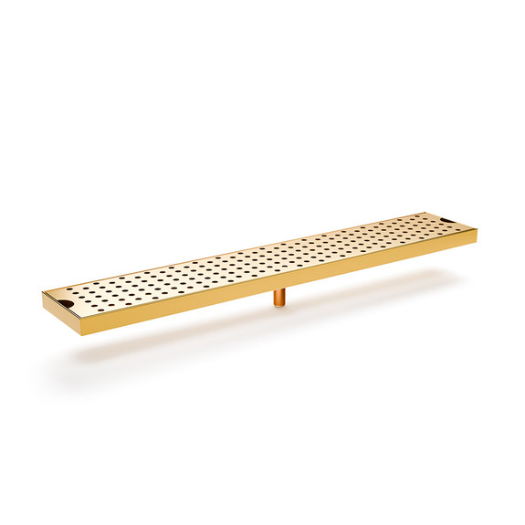 5 1/4" Wide Countertop Drip Tray - With Drain - Brass