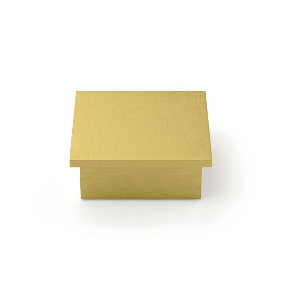 Flush Flat End Cap - Brushed Satin Brass - 1.5" - Square