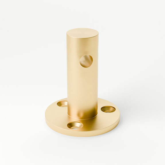 Gallery Rail Center Bracket - Satin Brushed Brass - 1/4" OD