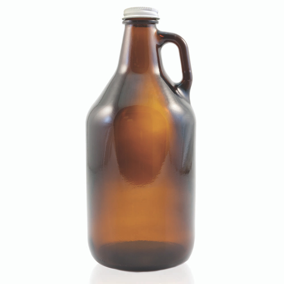 Amber Glass Beer Growler 64 Oz With Cap