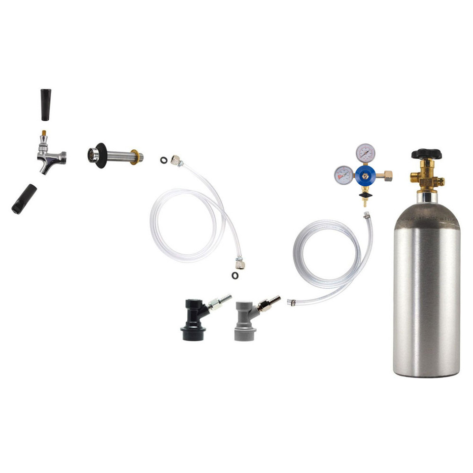Homebrew Kegerator Conversion Kit Ball Disconnects 5lb CO2 Tank