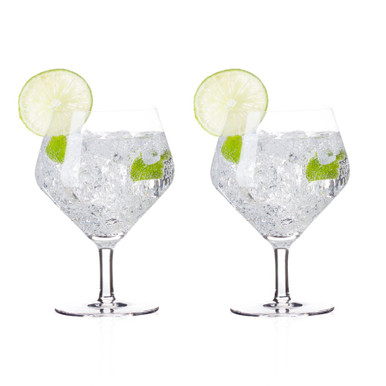 Viski Raye Crystal 14 oz Footed - of & Tonic Set Glasses 2 - Gin