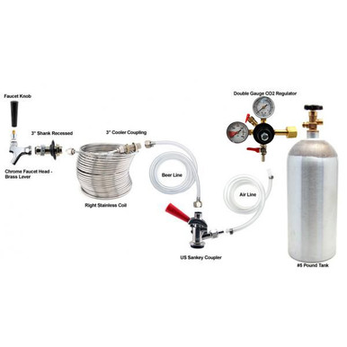 【KOOLOSET】Underground Box Half Tee Triple Faucet Jockey Box - 50' Coils - Complete Kit