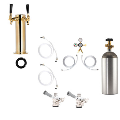 1 Faucet Draft Beer Tower Keg Kit with 20oz CO2 Tank - PIN LOCK