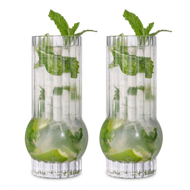 Set of 2 highball glasses with crest – Essential