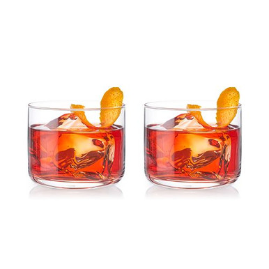 8 oz Cocktail Glass Gift Set Lead-Free Premium Crystal Glass Viski Crystal Negroni Tumblers Set of 2 Stylish Lowball Cocktail Glasses