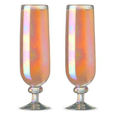 SET OF 2 CHOUGGO HAND BLOWN CRYSTAL COCKTAIL GLASSES 6 1/2"