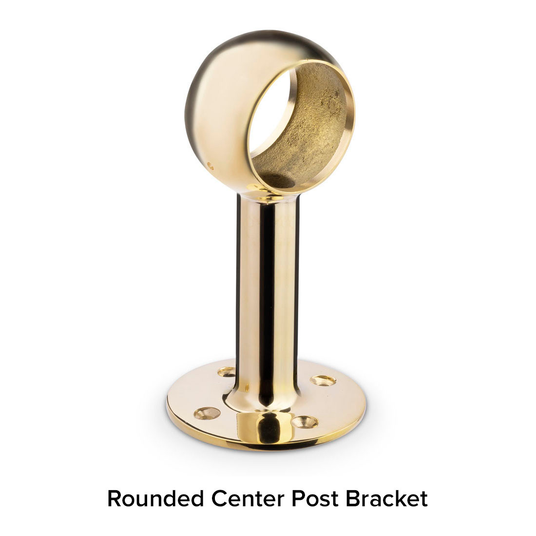 Polished Brass Bar Foot Rail Kit - Rounded Center Post Bracket