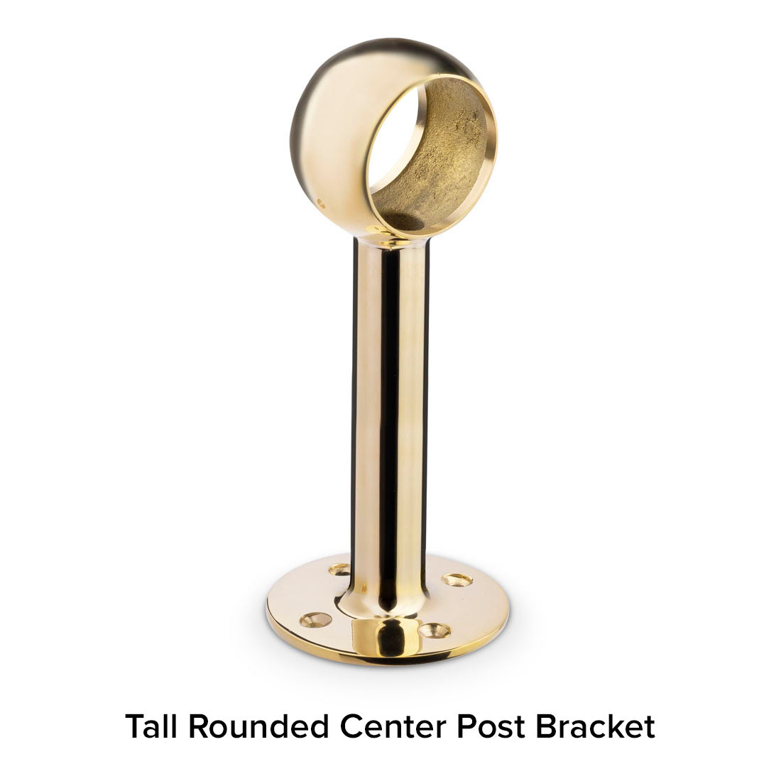 Polished Brass Bar Foot Rail Kit - Tall Rounded Center Post Bracket