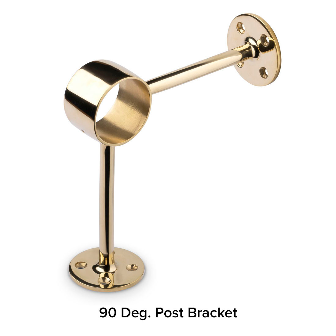 Polished Brass Bar Foot Rail Kit - 90 Degree Post Bracket