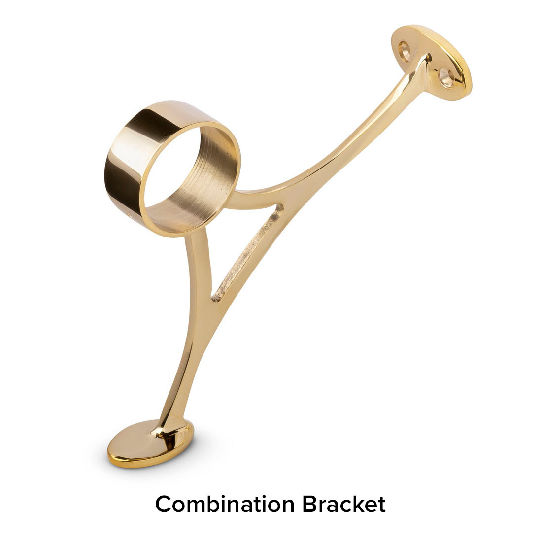 Polished Brass Bar Foot Rail Kit - Combination Bracket