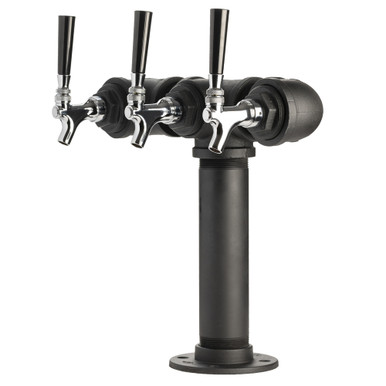 Draft Beer Tower - Black Iron - Double Tap - Standard Stainless Steel Faucet