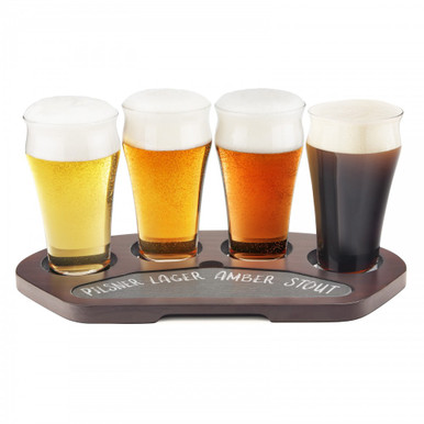 Black Metal Beer Flight Tasting Glasses Set Includes 5 oz Craft Beer  Glasses and Serving Tray