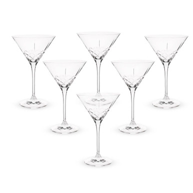 Red Cut to Clear 7 inch tall Martini Glasses (set of 4)