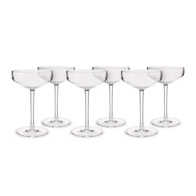 Unique Coupe Glasses | Set of 4 | 8 oz | Hand-Blown Crystal Round Martini Glasses | Art Deco Cocktail Glasses Set for Pisco Sour, Champagne | Vintage